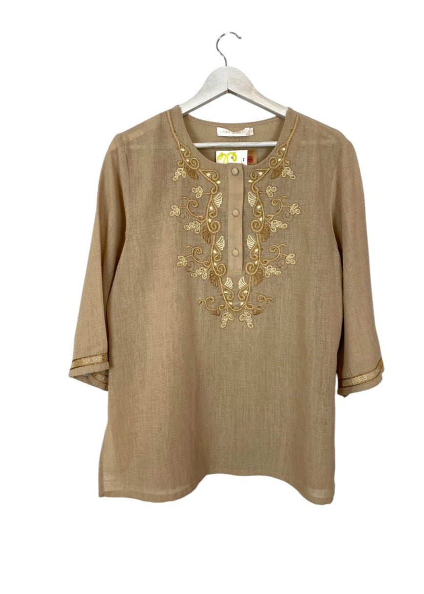 Γυναικεία Μπλούζα LAST WOMAN Luxury στο χρώμα της άμμου (Medium)