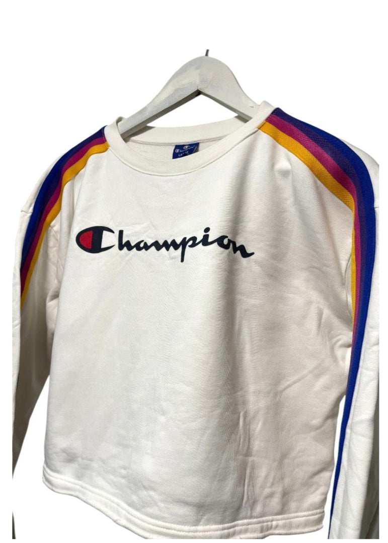 Γυναικεία Crop Φούτερ Μπλούζα CHAMPION σε Λευκό χρώμα (Large)