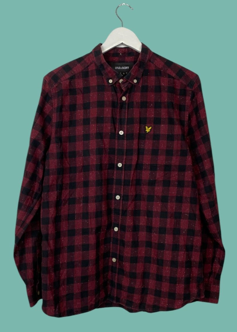 Ανδρικό Μακρυμάνικο Καρό Πουκάμισο LYLE &  SCOTT σε Μπορντώ χρώμα (Medium)
