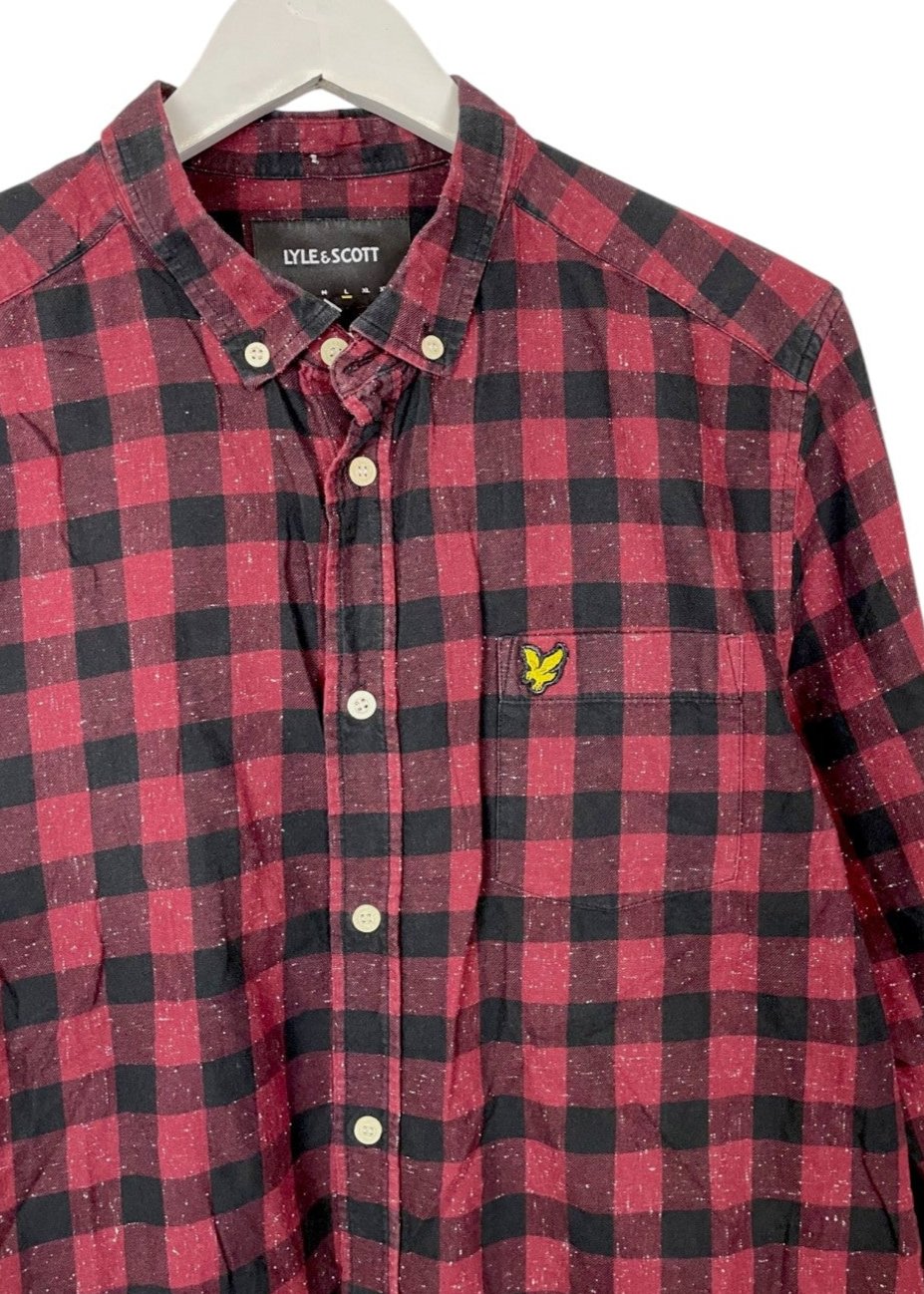 Ανδρικό Μακρυμάνικο Καρό Πουκάμισο LYLE &  SCOTT σε Μπορντώ χρώμα (Medium)
