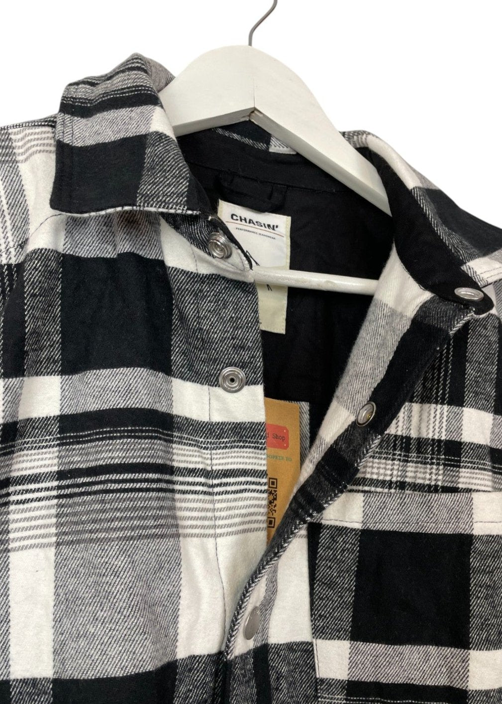 Μακρυμάνικο, Ενισχυμένο Ανδρικό Πουκάμισο/Flannel CHASIN' σε Ασπρόμαυρο χρώμα (Medium)
