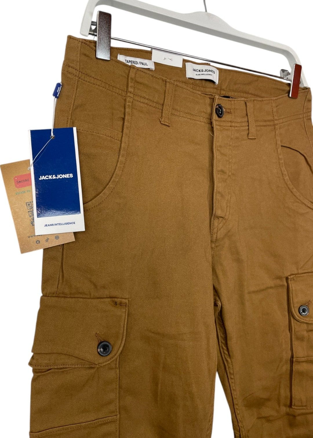 Outlet, Aνδρικό Cargo Παντελόνι JACK & JONES σε Ανοιχτό Καφέ χρώμα (No. 30)