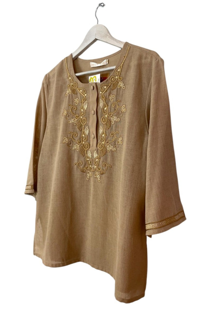 Γυναικεία Μπλούζα LAST WOMAN Luxury στο χρώμα της άμμου (Medium)