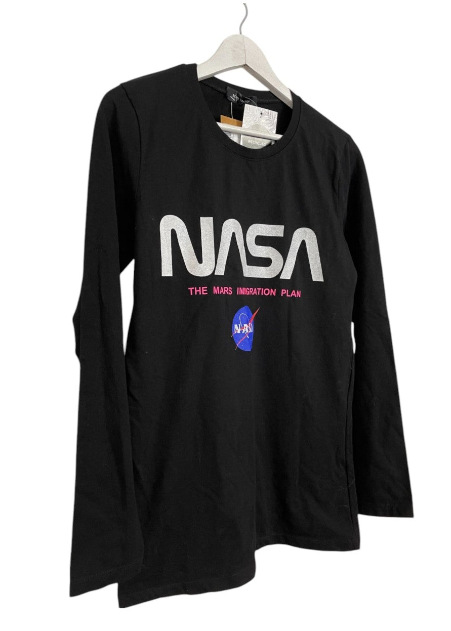 Μακρυμάνικη Γυναικεία Μπλούζα  NASA σε Μαύρο χρώμα (Medium)