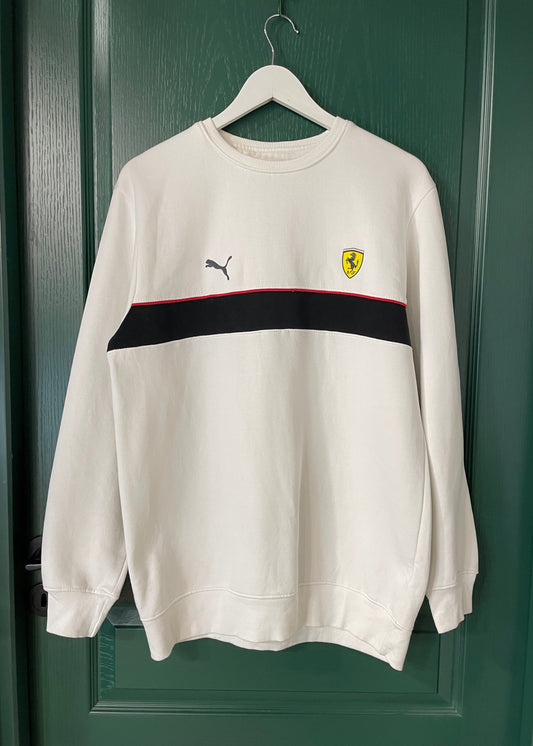 Ανδρική Φούτερ Μπλούζα PUMA Ferrari σε Λευκό χρώμα (M/L)