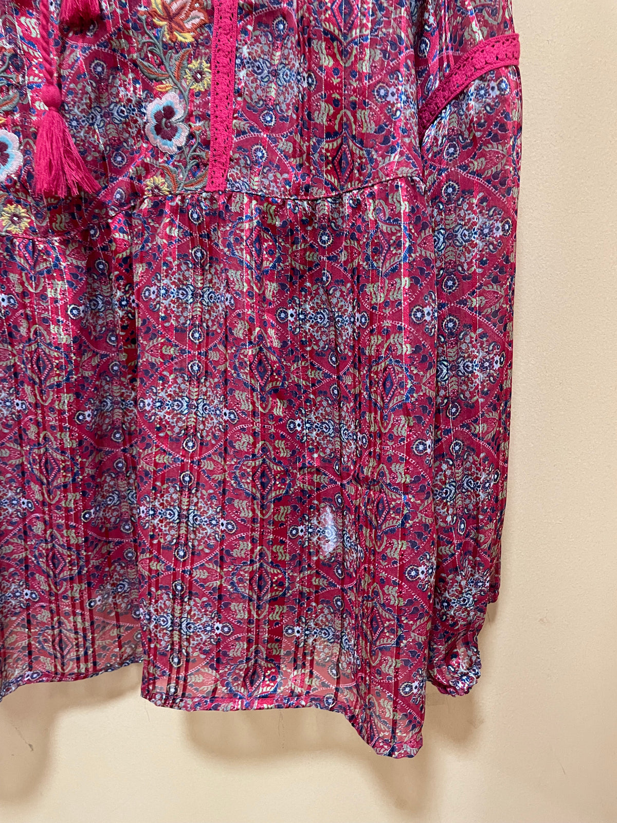 Stock, Boho Γυναικεία Μπλούζα FALMER σε Κερασί Χρώμα (M/L)