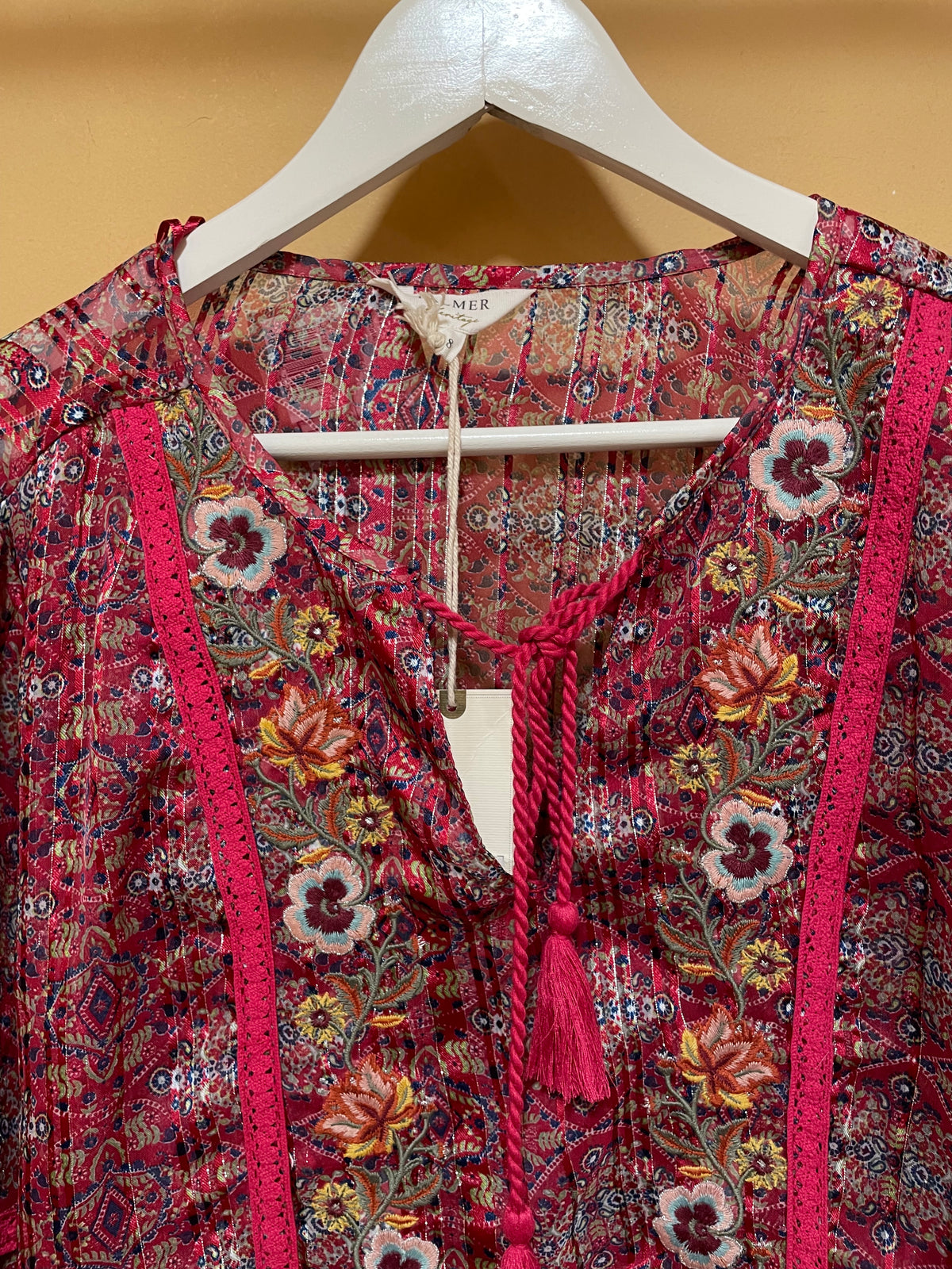 Stock, Boho Γυναικεία Μπλούζα FALMER σε Κερασί Χρώμα (M/L)